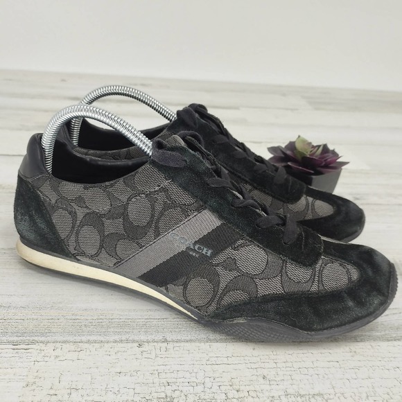 Coach Kelson Black/Grey Canvas Sneakers Size 10 - Picture 1 of 7
